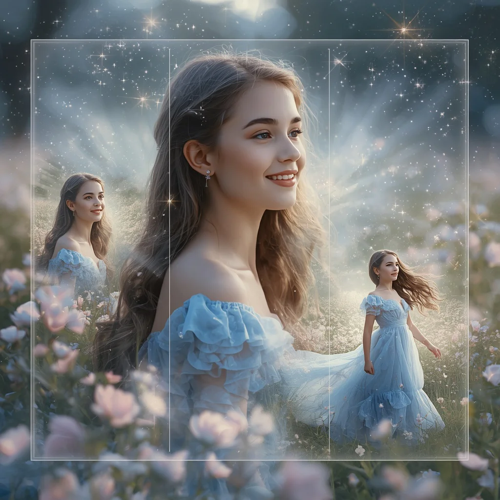 Beautiful Girl in Celestial Bloom: Starlight and Floral Petals | kurti prompt for girl — AI image prompt
