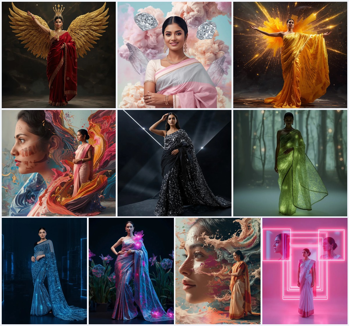 Best 10 Playful Saree AI Prompts for Vibrant Holi Festival Photography | Gemini traditional saree Prompt
