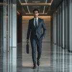 Indian Man's Modern Professionalism in a Sleek Corporate Lobby | Gemini ai photo traditional boy prompt