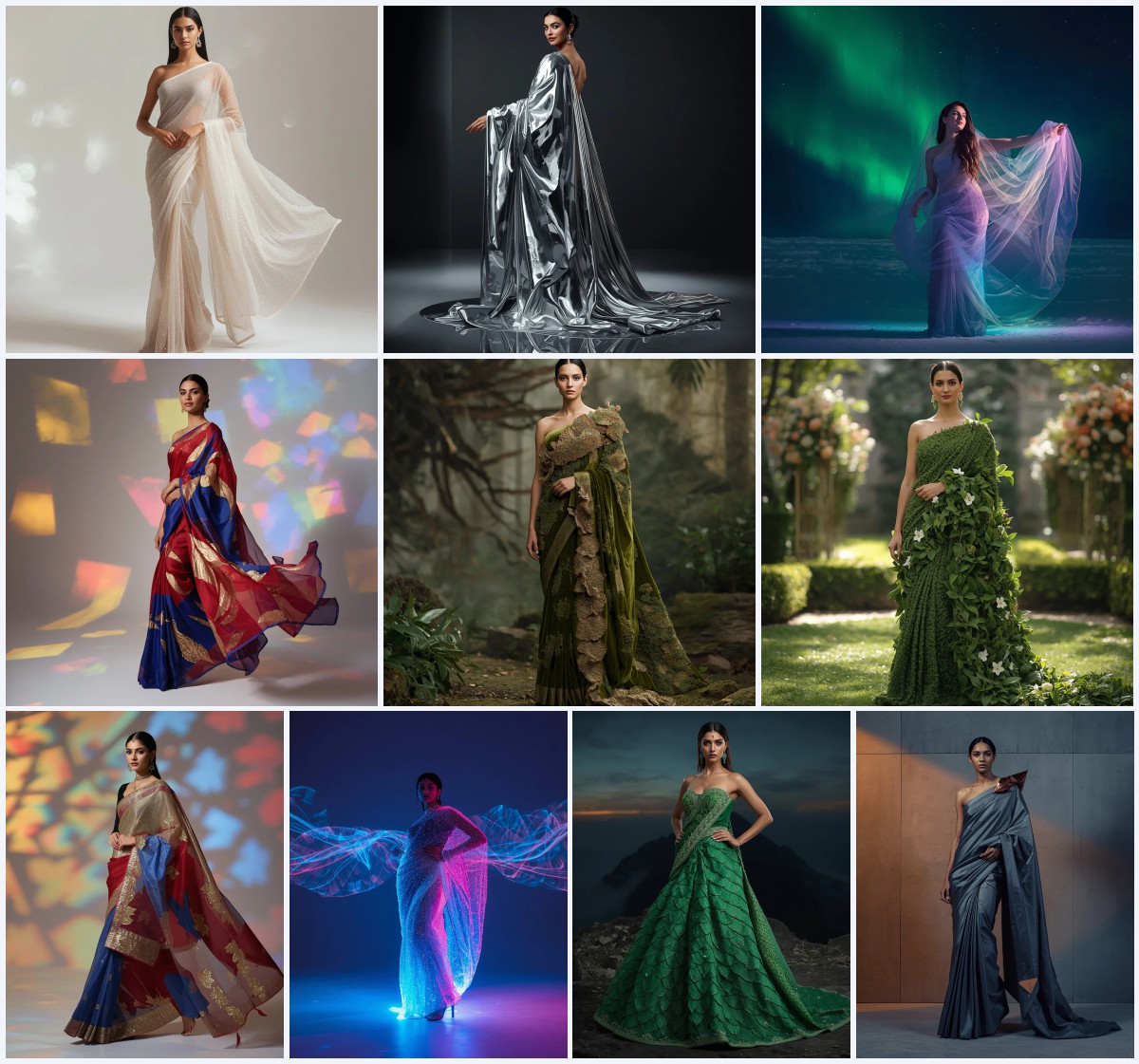 Top 10 Dazzling Saree AI Prompts for Reflective Mirror Work Fashion | kurti prompt for girl